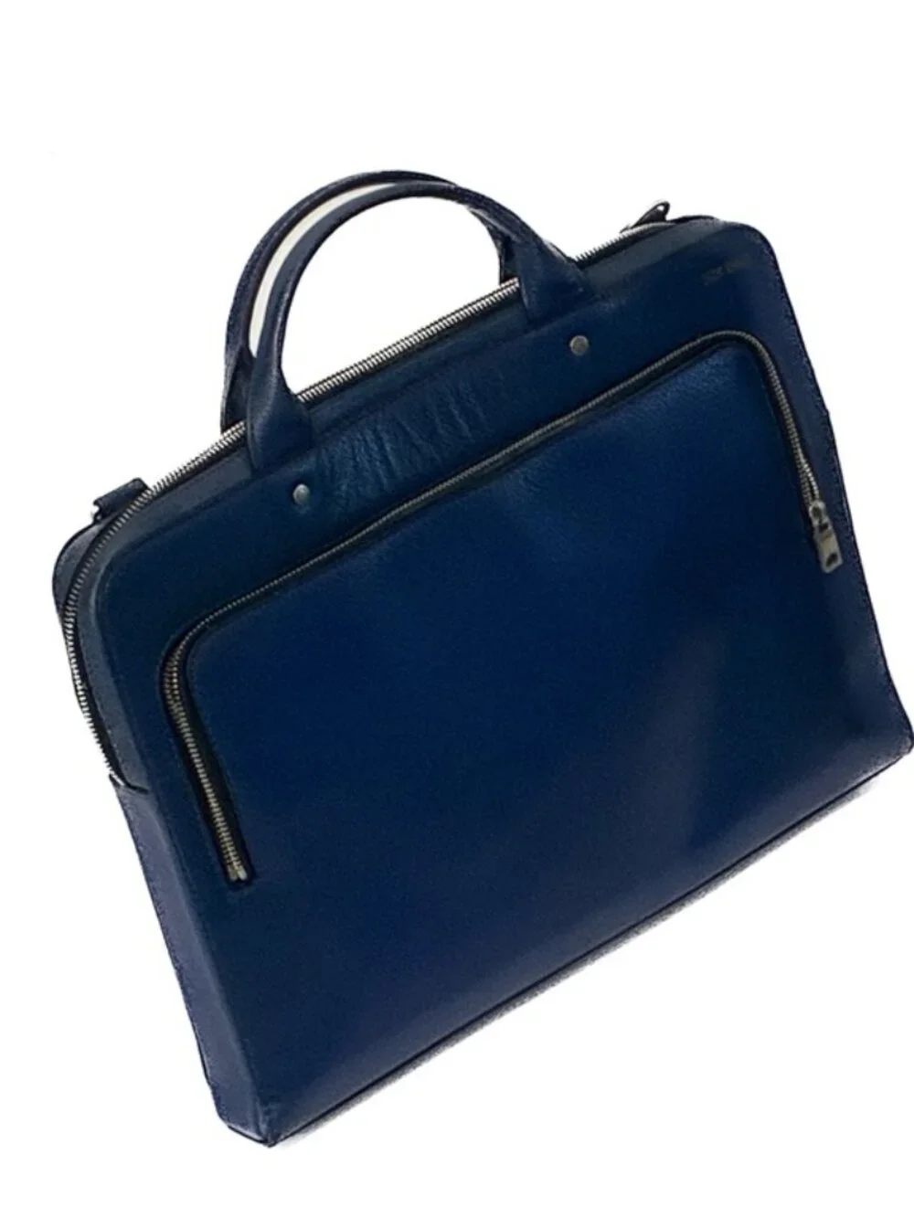 Jack Spade Mason Leather Slim Briefcase Cobalt Blue
